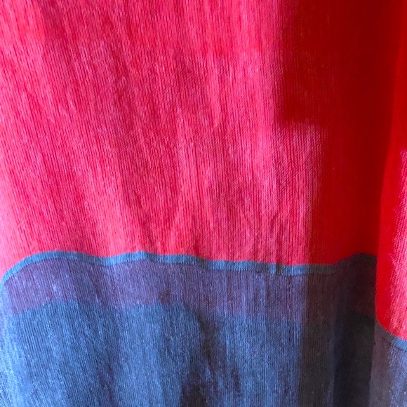 Pink orange and Charcoal Linen Lem Lem Tropical Dress with fringe - Picture 4 of 11